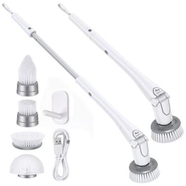 Imagem de Vassoura Elétrica Rotativa 360 sem Fio com Cabo Flexível e 4 Acessórios, Branca, 110v, TILSWALL M1, Branco
