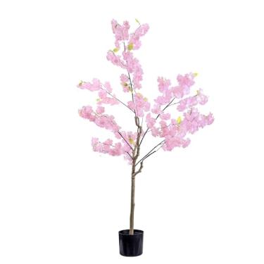 Imagem de Decoração de árvore de cerejeira artificial: árvore de cerejeira falsa rosa de 1,8 m de altura feita à mão - árvore Sakura de seda realista para festa de casamento, Natal, decoração interna e externa