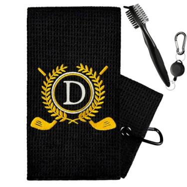Imagem de ZGCYSMHT Toalhas de golfe personalizadas para sacos de golfe - Toalhas de golfe com monograma de microfibra para homens/mulheres, kit de ferramentas de escova retrátil com limpador de ranhura de clube