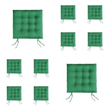 Imagem de Kit Com 10 Almofadas Para Cadeiras Assento Futon De Cadeira 40x40 Cm(Verde)