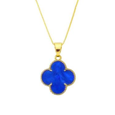Imagem de Colar Trevo Azul Ouro 18k Modelo Virginia Banhado Delicado - Morganitt