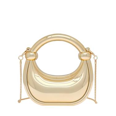 Imagem de COOLOYA Bolsa feminina de luxo de designer de acrílico mini crescente, bolsa de mão tiracolo com corrente, Nó dourado, One Size