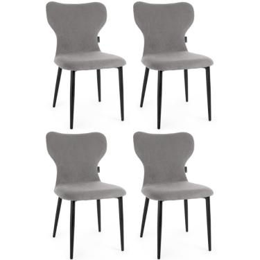 Imagem de Kit 4 Cadeiras De Jantar Estofada Veludo Design Jacobsen - Cinza