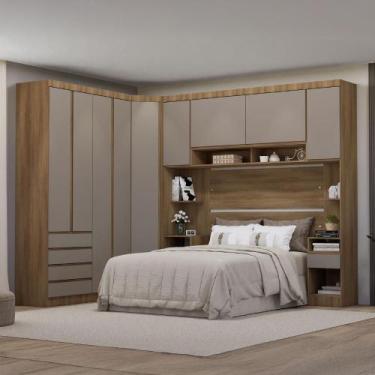 Imagem de Quarto Modulado Casal 495cm Guarda Roupa c/ 6 Peças 9 Portas - Casa La