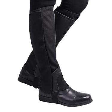 Imagem de SPYMINNPOO 2PCS Equestrian Half Chap, 3D Cutting Leather Canvas Gaiter Slip on Stirrup Strap para Treinamento de Equitação (Xl)