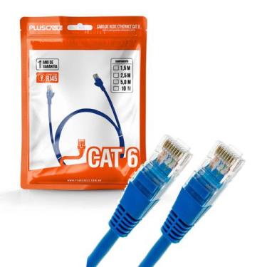 Imagem de Cabo De Rede Patch Cord Plus Cable Cat6 5m Azul Gigabit 10gb