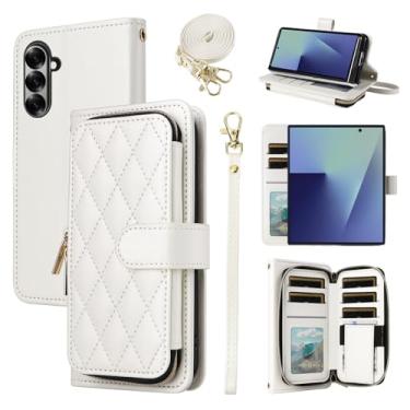 Imagem de Furiet Argyle Capa carteira para Samsung Galaxy Z Fold 7 5G 2025 com alça de pulso/ombro slot para cartão bolsa com zíper bolsa de luxo couro PU suporte capa de celular para ZFold7 Z7 G Fold7 7Z
