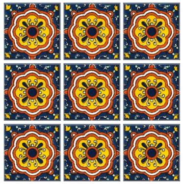 Imagem de Talavera Azulejo pintado à mão 5 x 5 cm tradicional mexicano conjunto de 25 psz desenhos coloridos azulejo vitrificado cerâmica original para projetos domésticos peças decorativas de parede (ESMIRNA)
