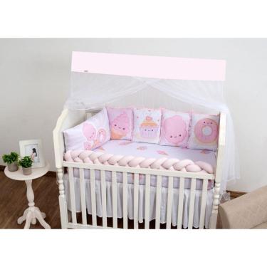 Imagem de Kit Berço Docinho Baby Rosa Claro Menina 9 Peças Trança
