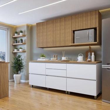 Imagem de Cozinha Completa Modulada 4 Peças 6 Portas 4 Gavetas Norten Branco/Marrom