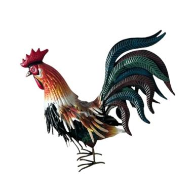 Imagem de predolo Decoração de de Metal Artesanato de Ferro Estátua de Jardim ao Ar Livre Cena Layout Quintal Galinha Decorações para Cerca Natal Fazenda, Laranja