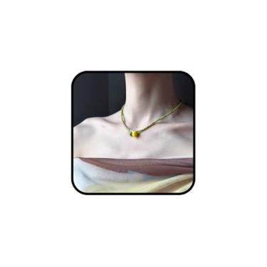 Imagem de sunglnl Colar de contas para mulheres, pingente de limão com corrente de contas verdes de verão frutas frescas à beira-mar joia de praia presente, Large, Liga de aço, Sem Pedra Preciosa