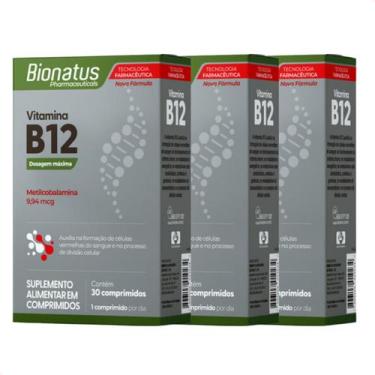 Imagem de Kit com 3 - Vitamina B12 Metilcobalamina 30 compri. Bionatus