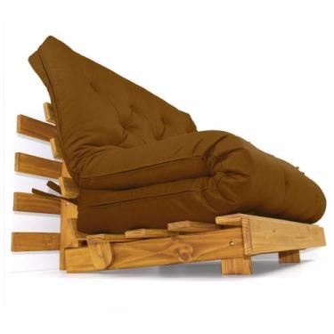 Imagem de Sofá Cama Casal Futon Tokio D33 Madeira Maciça Cor Mel - Cinza - R9 De