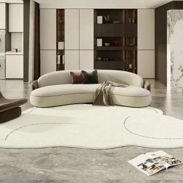 Imagem de Tapetes com formas irregulares para sala de estar, tapete macio e fofo, estilo creme, decoração de quarto, tapete de pelúcia grosso para vestiário (200x250 cm/B)