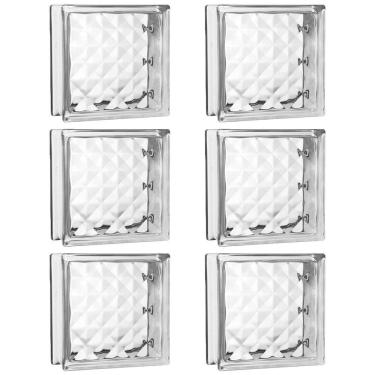 Imagem de Kit 6 Tijolos Bloco De Vidro Xadrez 19X19X8 Tradestar