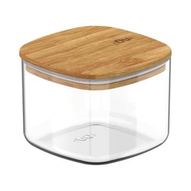 Imagem de Pote Hermético Com Tampa de Bambu Quadrado Pequeno 0,45L Keep Ou Transparente