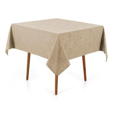 Imagem de Toalha Mesa Quadrada 4 Lugares Jacquard Dominic Marrom