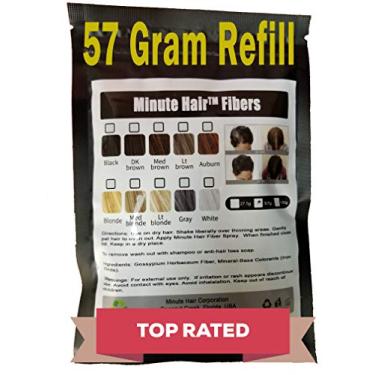 Imagem de Fibras de construção de cabelo castanho claro 57 gramas (2 oz) Minute Hair refil corretivo para queda de cabelo que você pode usar para suas mamadeiras de concorrentes como Toppik, Xfusion (marrom