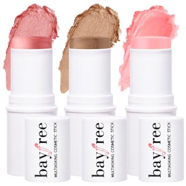 Imagem de KIMUSE Multi Stick Trio Maquiagem facial, bastão de blush creme para bochechas e lábios, bastão de contorno e marcadores de maquiagem para todas as peles