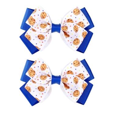 Imagem de 2un Ganchos Cabelo de Bolacha Chocolate, 9x5,5cm Ganchos Cabelo Laços Fofos e Doces para Festa Halloween Festa Temática de Desenhos Animados Acessório Disfarces(Azul)