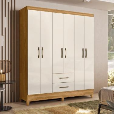 Imagem de Guarda Roupas Casal 6 Portas 2 Gavetas Panamá Madeirado Off White