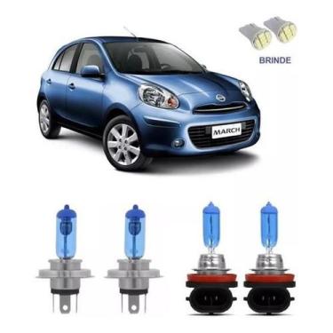 Imagem de Kit Lâmpada Super Branca Nissan March H4 H11 + T10 Led - Techone