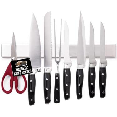 Imagem de GORILLA GRIP Suporte magnético de aço inoxidável para parede, barra magnética para facas, ferramentas, suprimentos, tira de metal resistente comporta até 2,7 kg, organizador de cozinha, 30,5 cm, não