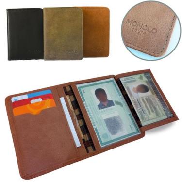 Imagem de Carteira Couro Legítimo Masculina Porta Cartão Crédito Pequena Slim Fi