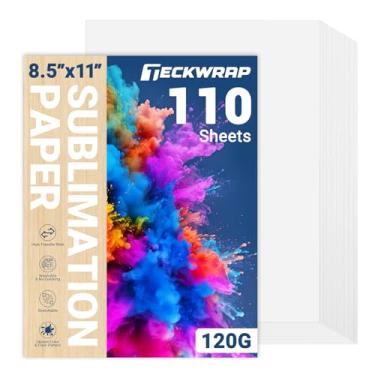 Imagem de TECKWRAP Papel de sublimação 21 x 28 cm, 110 folhas, 120 g/m², perfeito para camisetas, canecas, copos e tecido leve - Use com tinta de sublimação e impressora para projetos DIY