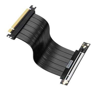Imagem de BTBcoin Cabo Riser PCIe 3.0 200 mm - RTX 3080/3070/RX 6700 XT compatível, cabo de extensão GPU flexível de ângulo reto de 90 polegadas, extensor de placa gráfica para jogos de montagem vertical com