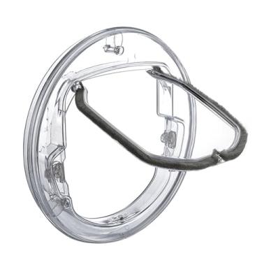 Imagem de Bothyi Porta para animais de estimação, portão interno e externo exclusivo 30x30x3,5 cm, 4 vias, porta para gatos com trava para portas de vidro deslizantes, Transparente