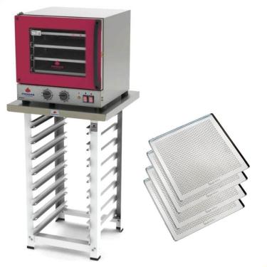 Imagem de Kit Forno Elétrico Progás Turbo Fast Oven 220V Com Mesa PRP-004 G2 E 4 Bandejas Imeca