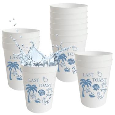 Imagem de Usumz 12Pcs Last Toast on the Coast Plastic Cups 16oz Coastal Bachelorette Reusable Cup Beach Bridal Shower Drinkware