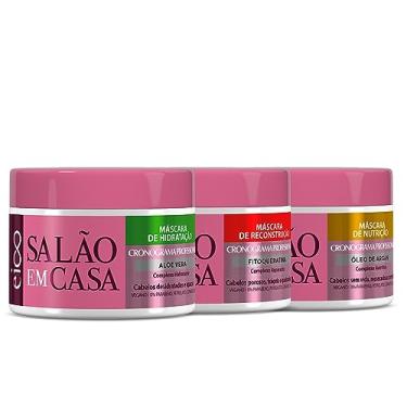 Imagem de Kit Salão Em Casa Cronograma Máscara Creme Hidratação Nutrição e Reconstrução Capilar 270g