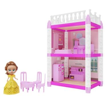 Imagem de GGB Plast Casinha de Boneca Cozinha e Banheirinho da Princesa 56 Peças Rosa