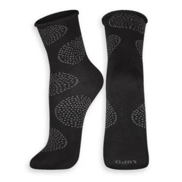 Imagem de Meia Feminina Lupo Sem Punho 4421 - 1 Par, Preta desenhada, 34/39