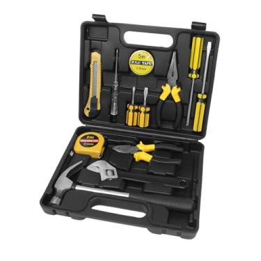 Imagem de Kit Jogo De Ferramentas Chave De Fenda Alicate Martelo Trena 2M Com Maleta 8 Peças