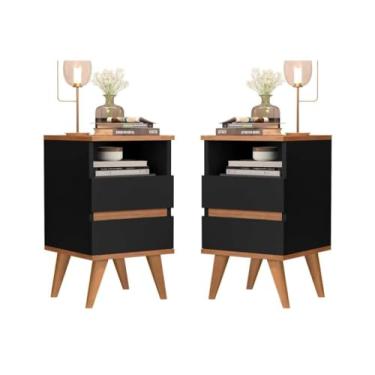 Imagem de Kit Mesa de Cabeceira Pop Preto com Estrutura Leve e Design Inteligente