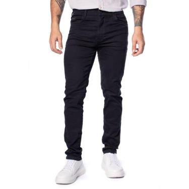 Imagem de Calça Masculina Max Denim Sarja Slim Cintura Média Preto, Preto, 44
