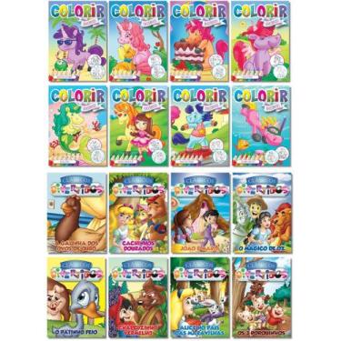 Imagem de Kit Clássicos Divertidos + Unicórnios Para Colorir - 16 Mini Livros - 