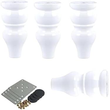 Imagem de Conjunto De 4 Pernas De Móveis De Madeira, Pés De Eucalipto Tipo Cabaça Para Móveis Pernas De Substituição De Madeira Acabadas Para Sofá, Cadeira, Otomano, Banquinho, Mahogany, 18cm 7.1inch