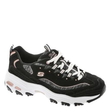 Imagem de Skechers D'Lites Me-time Tênis feminino, 3/8 Reino Unido, Preto/ouro rosa, 6 Wide