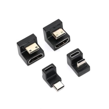 Imagem de Ruimou 4 peças Adaptador mini HDMI A HDMI de 180 graus tipo-C para tipo-C adaptador para computador portátil/consola de jogos/monitor portátil/câmara/projetor