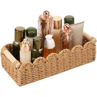 Imagem de Cesto de armazenamento de tecido, feito à mão, com corda de papel, vaso sanitário, organizador compacto para banheiro, sala de estar