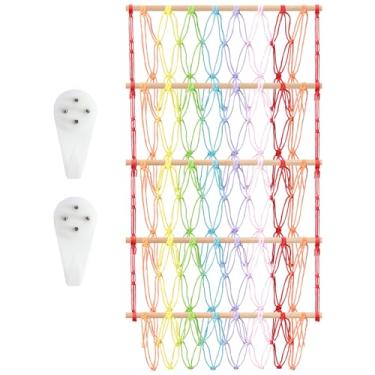 Imagem de Armazenamento de animais de pelúcia de 4 camadas, organizador de brinquedos, rede de rede de pelúcia para brinquedos de pelúcia com 2 ganchos, zoológico de animais de pelúcia de canto, para sala de