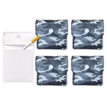 Imagem de Bolsa de cinzeiro de bolso com 5 unidades - Bolsa de PVC à prova de fogo, cinzeiro de viagem sem odor -, portátil e compacto - Recipiente descartável para viagens (camuflagem de neve)