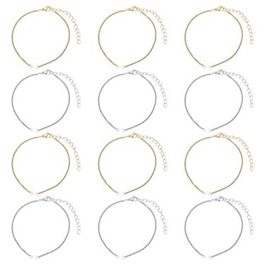 Imagem de UNICRAFTALE 12 peças, 2 cores, 18 cm, aço inoxidável, ajustável, pulseiras extensoras de corrente para fazer joias, faça você mesmo, dourado e aço inoxidável