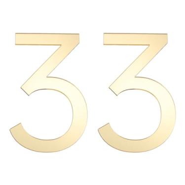 Imagem de PATIKIL Números de casa, 2 peças de número de casa moderna de acrílico autoadesivo de 10 cm para endereço externo caixa de correio porta fazenda casa escritório apartamentos quarto de hotel, ouro (3)