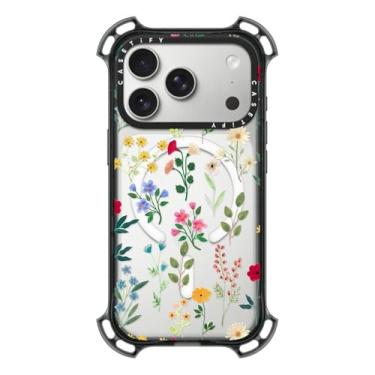 Imagem de CASETiFY Capa Bounce para iPhone 17 Pro [à prova de choque/compatível com Magsafe/6,5 m. Proteção contra quedas de grau militar 7X] - Spring Botanicals 2 - Preto transparente